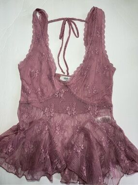 Rebellious Rose Pink Lace Halter Babydoll Top - Size XS - Fairycore NWT